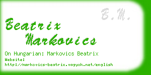 beatrix markovics business card